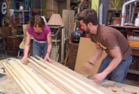 Samantha Gleisten and Tim Borntrager in the workshop.